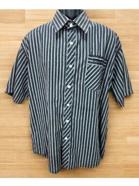 Coogi Mens Long Sleeve Short Sleeve Gray Striped Shirt XL